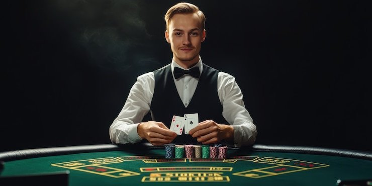 Meja AduQ live dealer di studio veteran78 dengan streaming HD dan dealer profesional